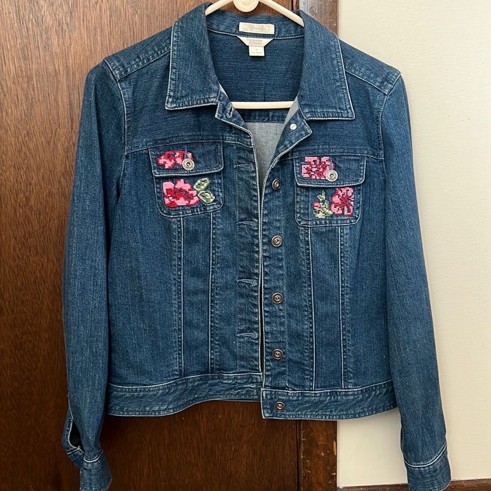 Embroidered jean jacket. Christopher&banks size small